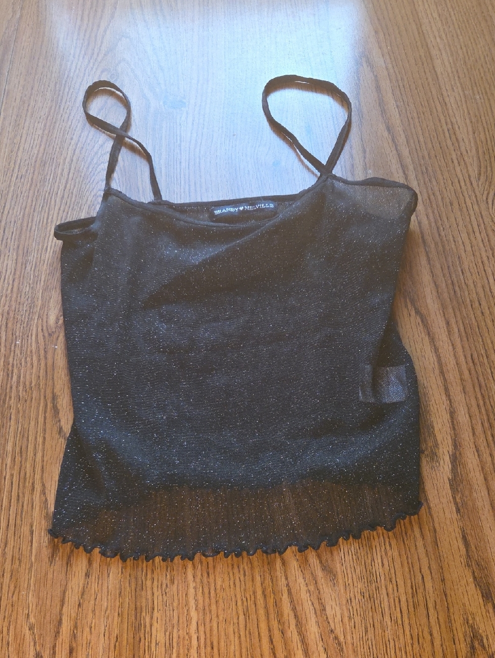 Brandy Melville Black Shimmer Spaghetti Strap Cami
